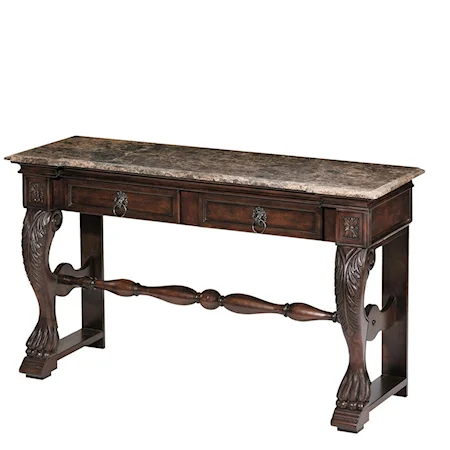Traditional Carved Console Table with Marble Top